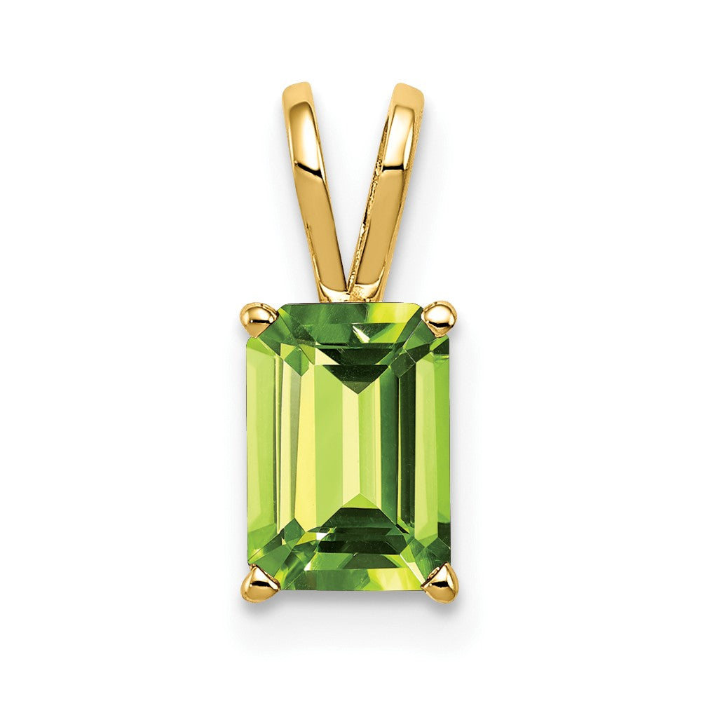 14k 7x5mm Emerald Cut Peridot pendant (0.36 grams)