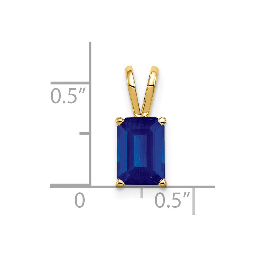 14k 8x6mm Emerald Cut Sapphire pendant (0.36 grams)