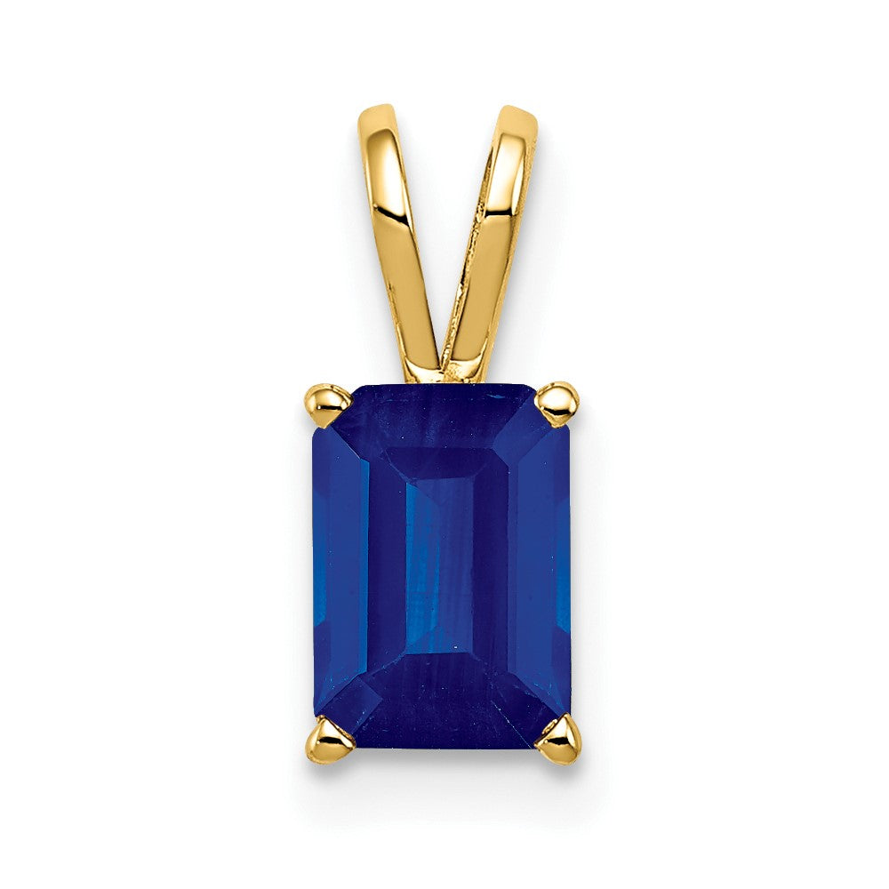 14k 8x6mm Emerald Cut Sapphire pendant (0.36 grams)