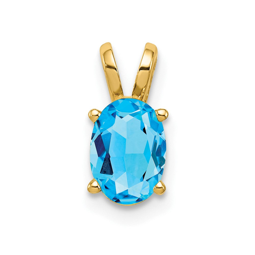 14k 7x5mm Oval Blue Topaz pendant (0.33 grams)