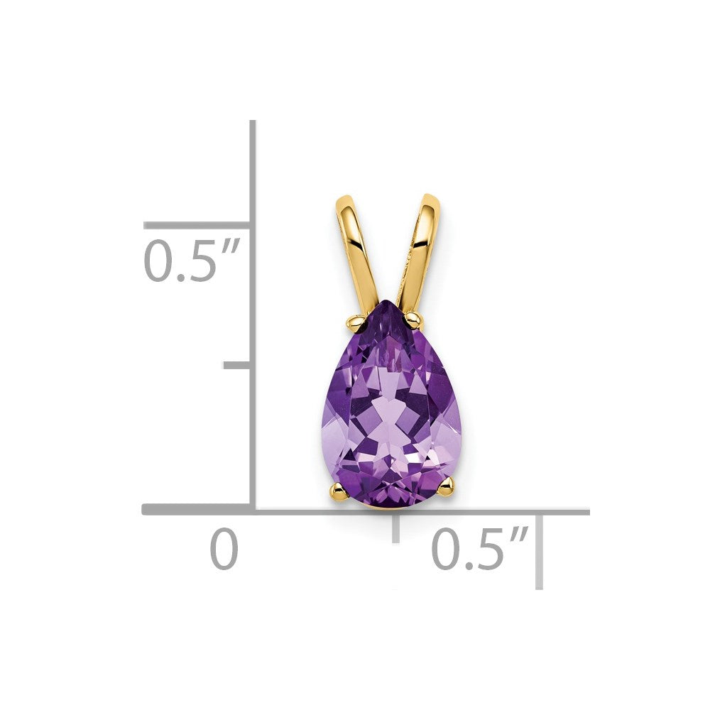 14k 9x6mm Pear Amethyst pendant (0.36 grams)