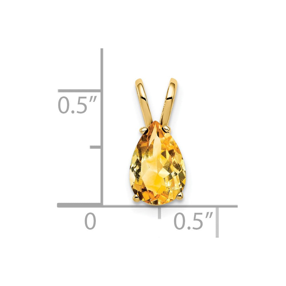 14k 9x6mm Pear Citrine pendant (0.36 grams)