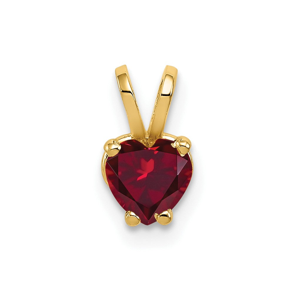 14k 5mm Heart Created Ruby pendant (0.28 grams)