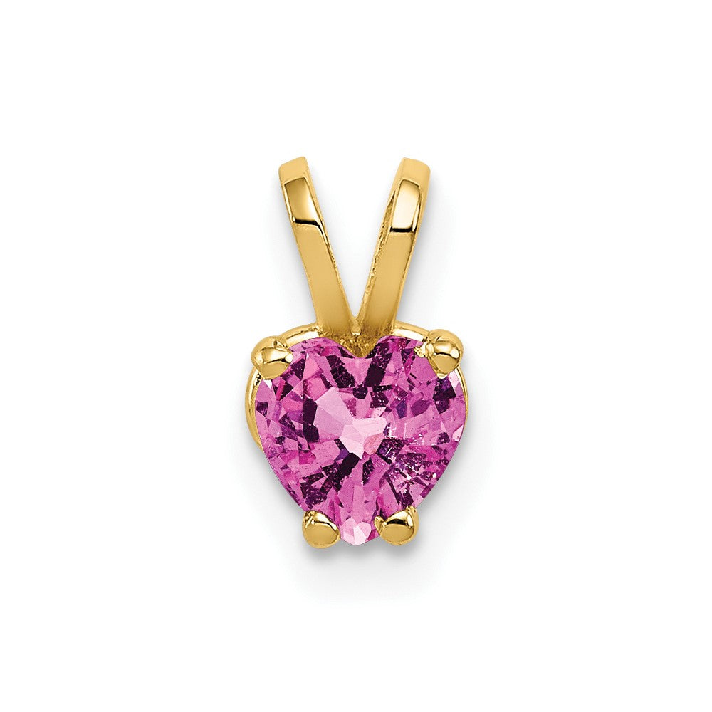14k 5mm Heart Pink Sapphire pendant (0.28 grams)