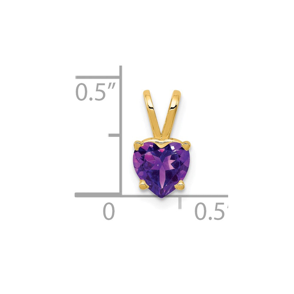 14k 6mm Heart Amethyst pendant (0.38 grams)