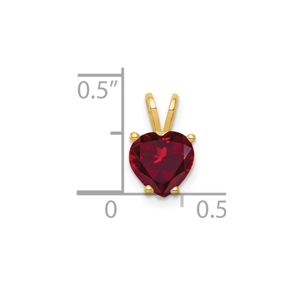 14k 7mm Heart Created Ruby pendant (0.44 grams)