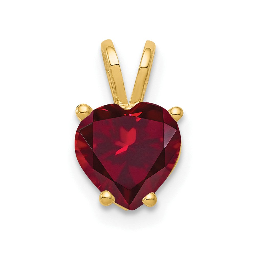 14k 7mm Heart Created Ruby pendant (0.44 grams)