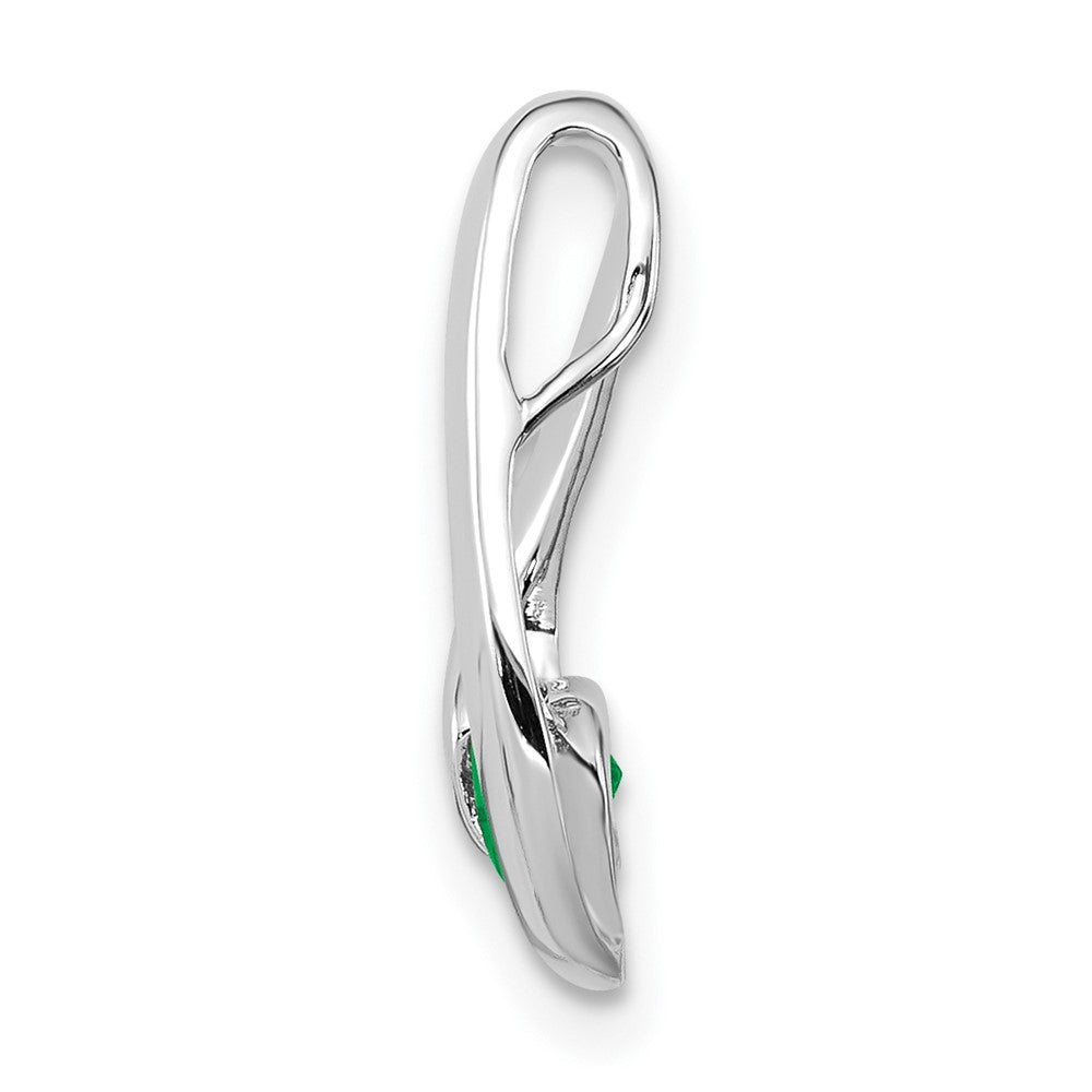 14k White Gold 4mm Emerald Pendant (0.93 grams)