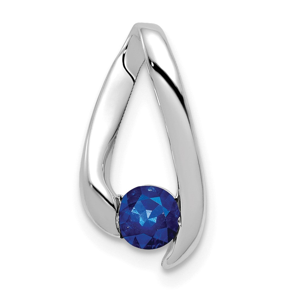 14k White Gold 4mm Sapphire Pendant (0.93 grams)