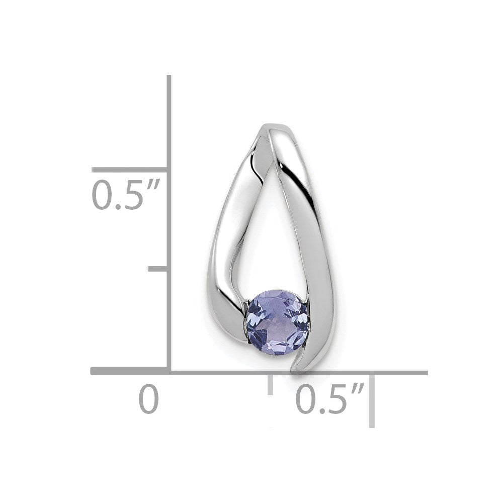 14k White Gold 4mm Tanzanite Pendant (0.93 grams)