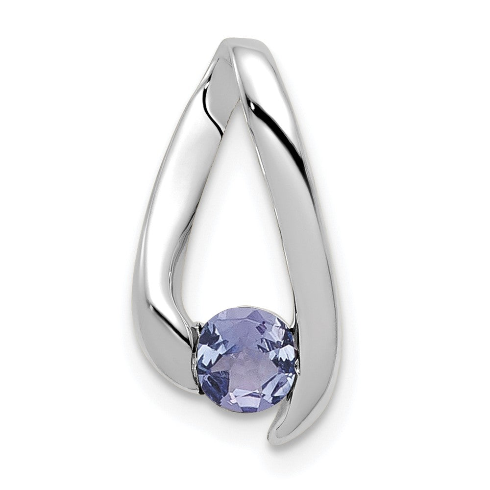 14k White Gold 4mm Tanzanite Pendant (0.93 grams)