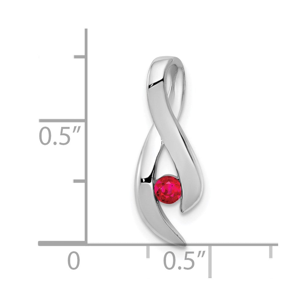 14k White Gold 3mm Ruby Pendant (1 grams)