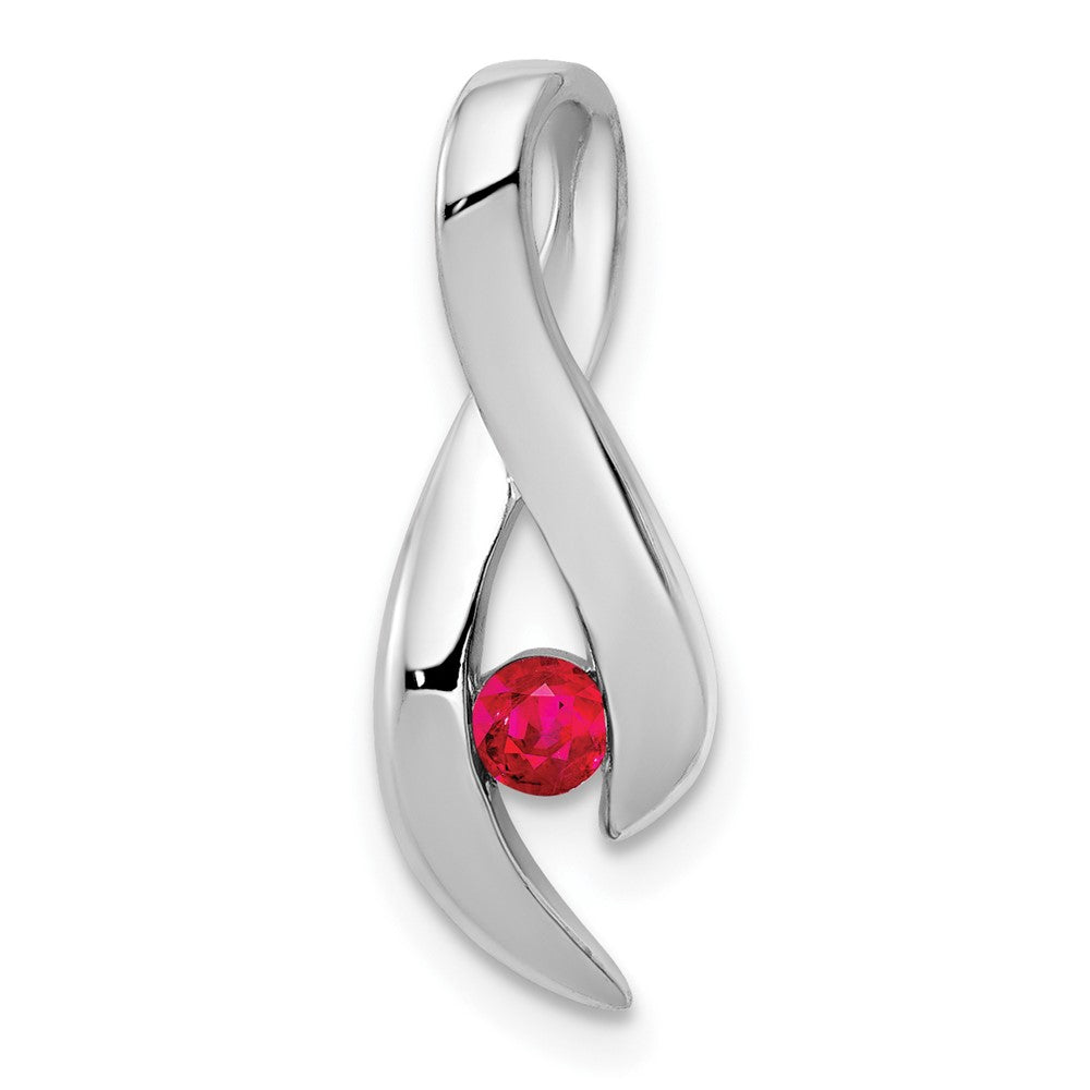 14k White Gold 3mm Ruby Pendant (1 grams)