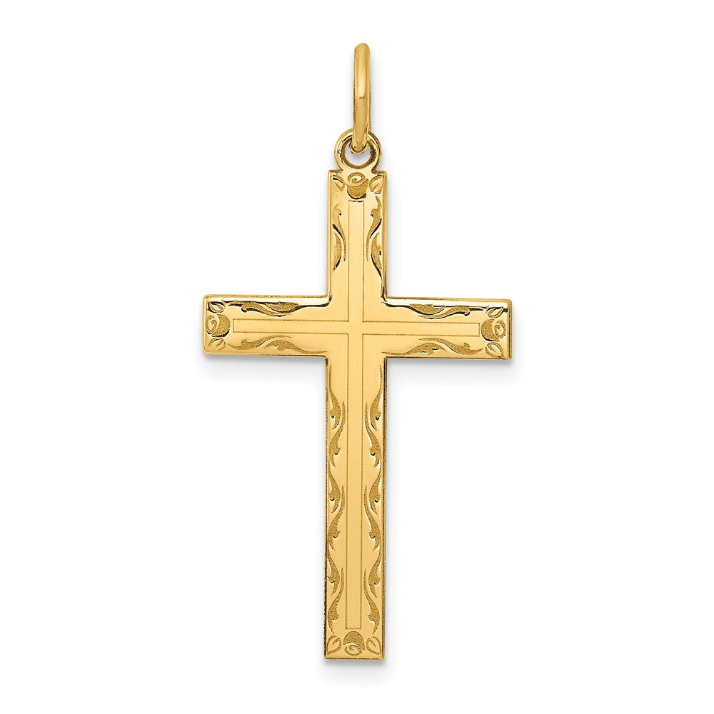 14k Yellow Gold 17 mm Laser Designed Cross Pendant (1.14 grams)