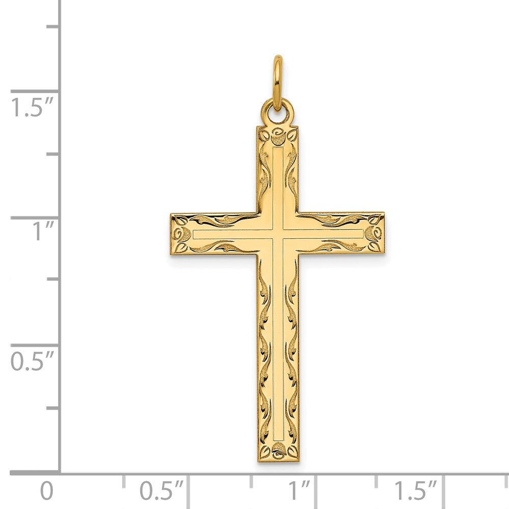 14k Yellow Gold 22 mm Laser Designed Cross Pendant (1.79 grams)