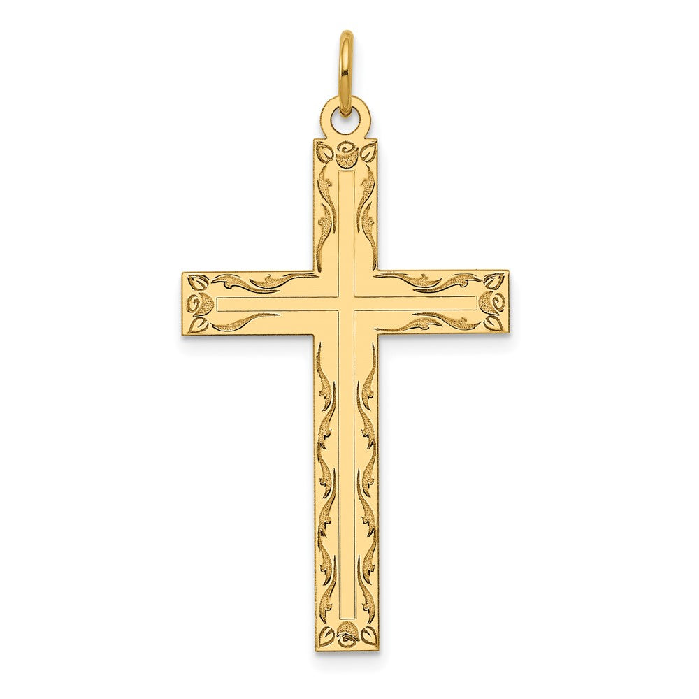 14k Yellow Gold 22 mm Laser Designed Cross Pendant (1.79 grams)