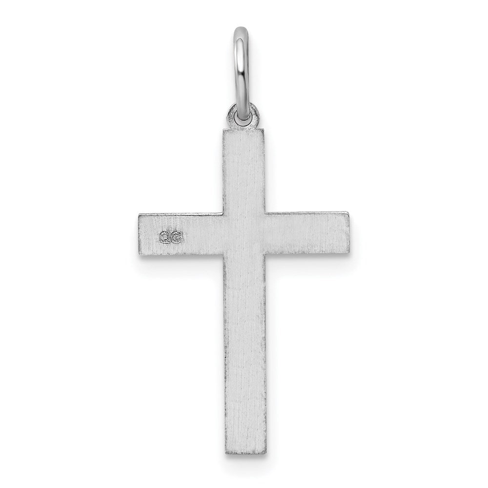 14k White Gold 13 mm Laser Designed Cross Pendant (0.7 grams)