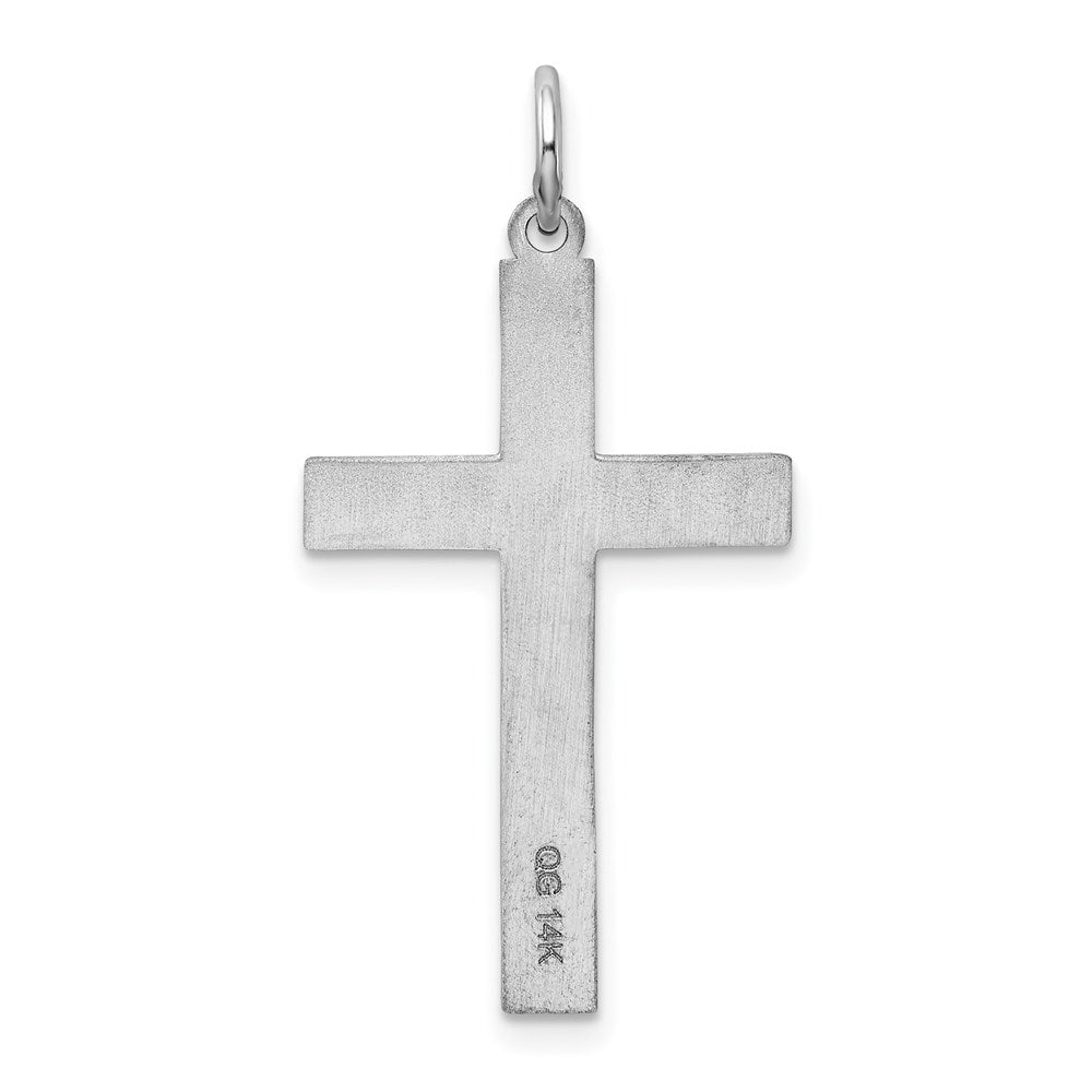 14k White Gold 17 mm Laser Designed Cross Pendant (1.14 grams)