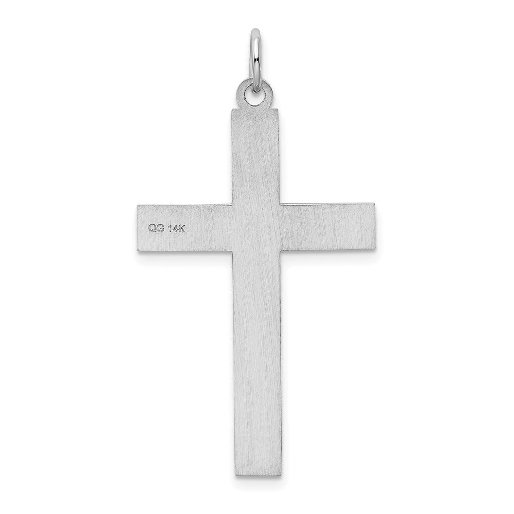 14k White Gold 22 mm Laser Designed Cross Pendant (1.81 grams)