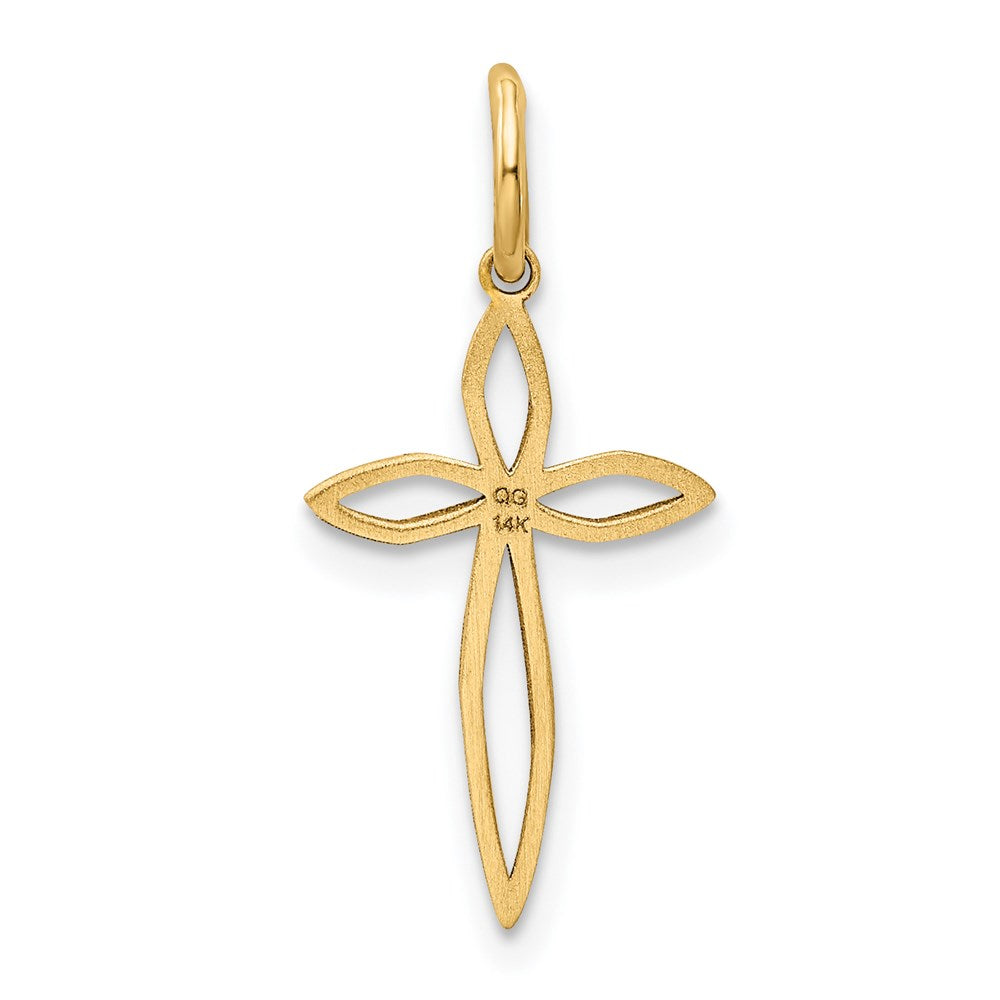 14k Yellow Gold 11 mm Laser Designed Passion Cross Charm (0.32 grams)