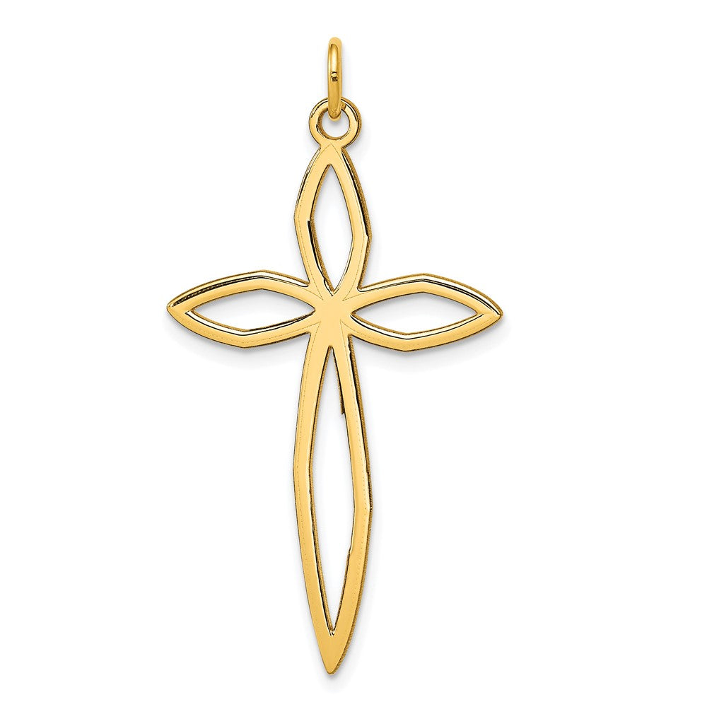 14k Yellow Gold 22 mm Laser Designed Passion Cross Pendant (1.11 grams)