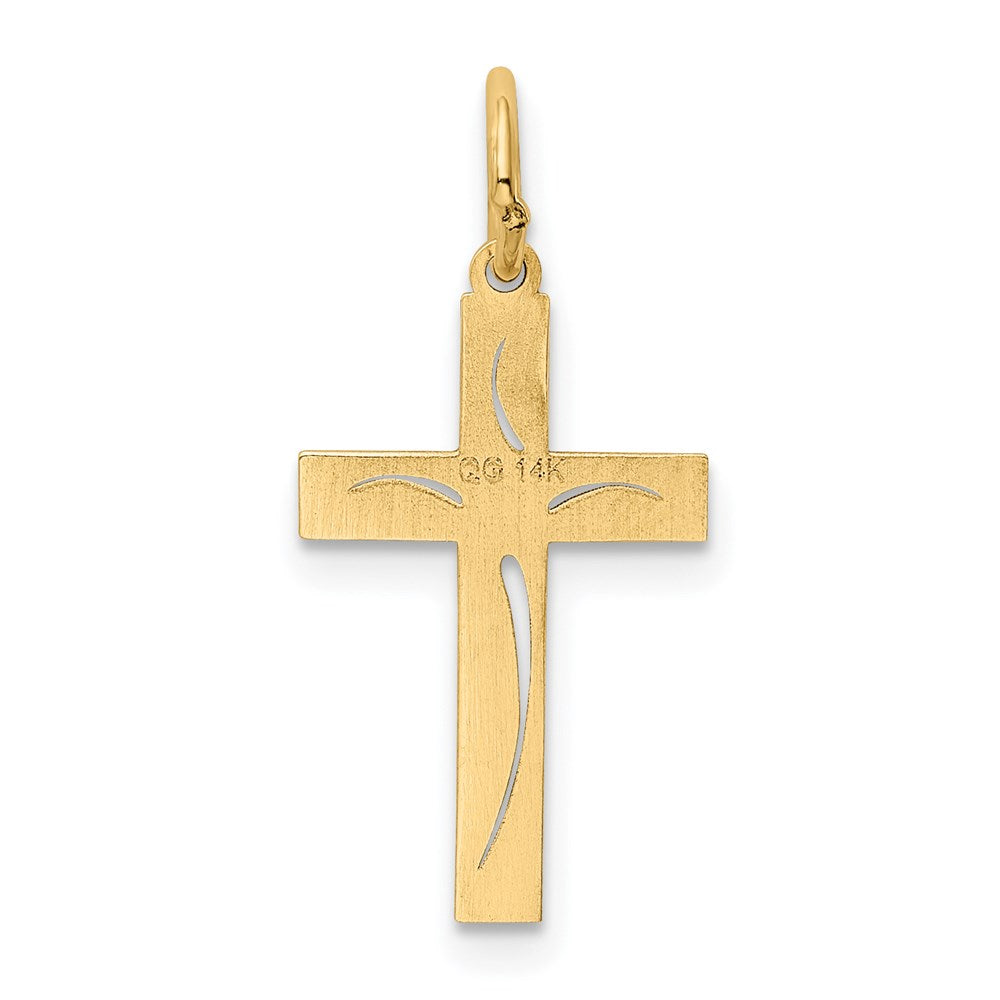 14k Yellow Gold 11 mm Laser Designed Cross Charm (0.51 grams)