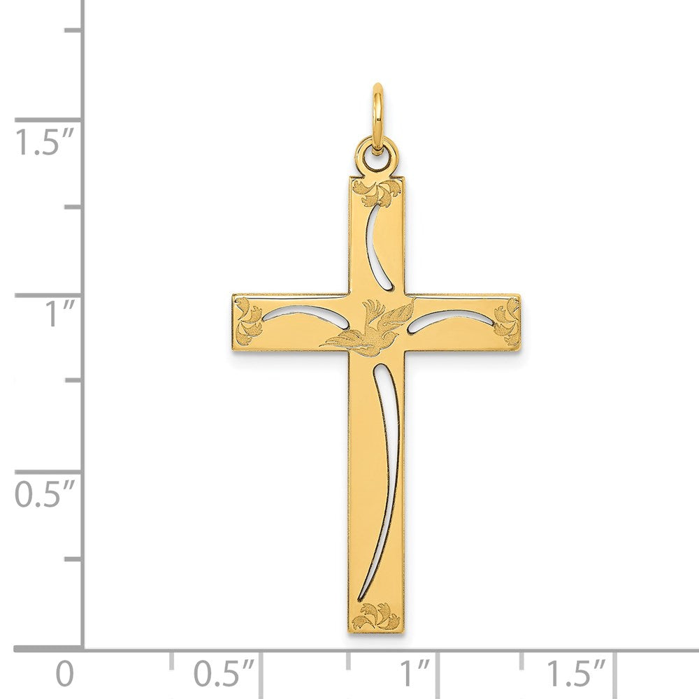 14k Yellow Gold 21 mm Laser Designed Cross Pendant (1.67 grams)
