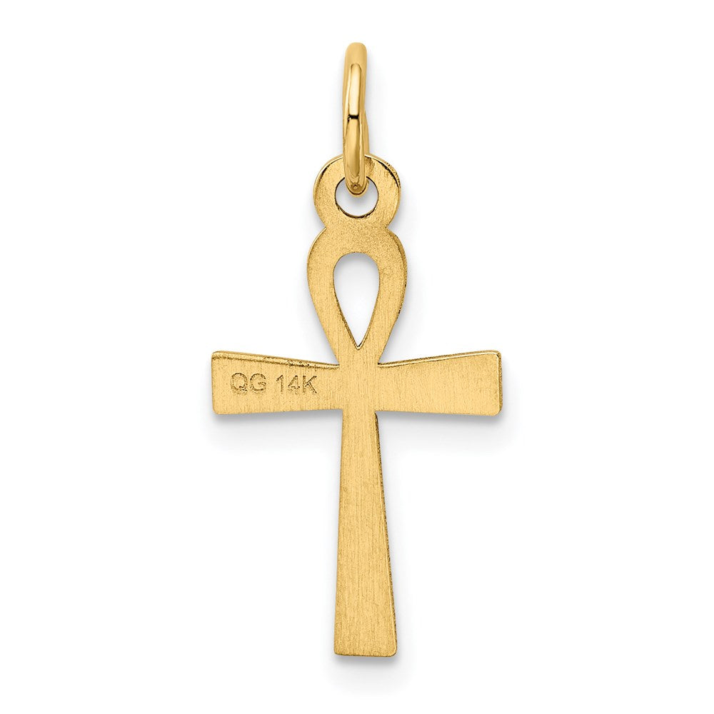 14k Yellow Gold 11 mm Laser Designed Ankh Cross Charm (0.51 grams)