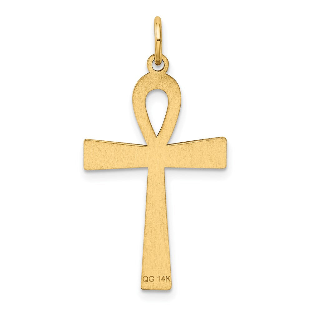 14k Yellow Gold 17 mm Laser Designed Ankh Cross Pendant (1.08 grams)
