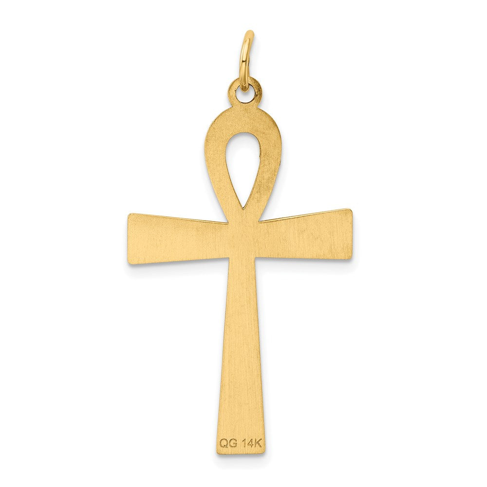 14k Yellow Gold 22 mm Laser Designed Ankh Cross Pendant (1.78 grams)