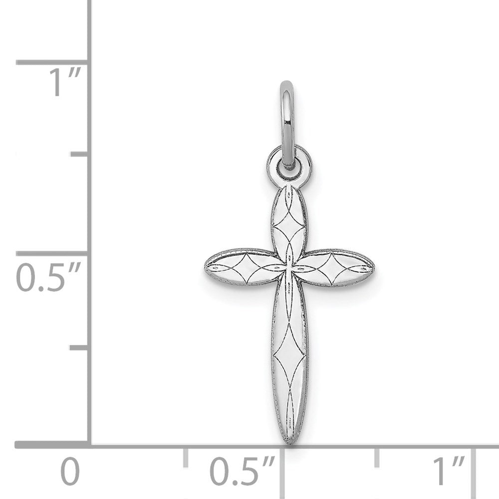 14k White Gold 11 mm Laser Designed Cross Charm (0.51 grams)
