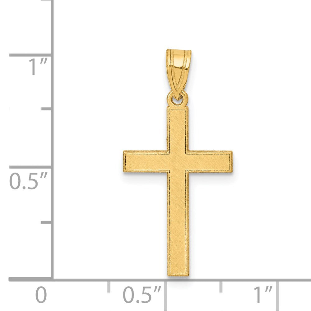 14k Yellow Gold 12 mm Florentine Satin Cross Pendant (0.68 grams)