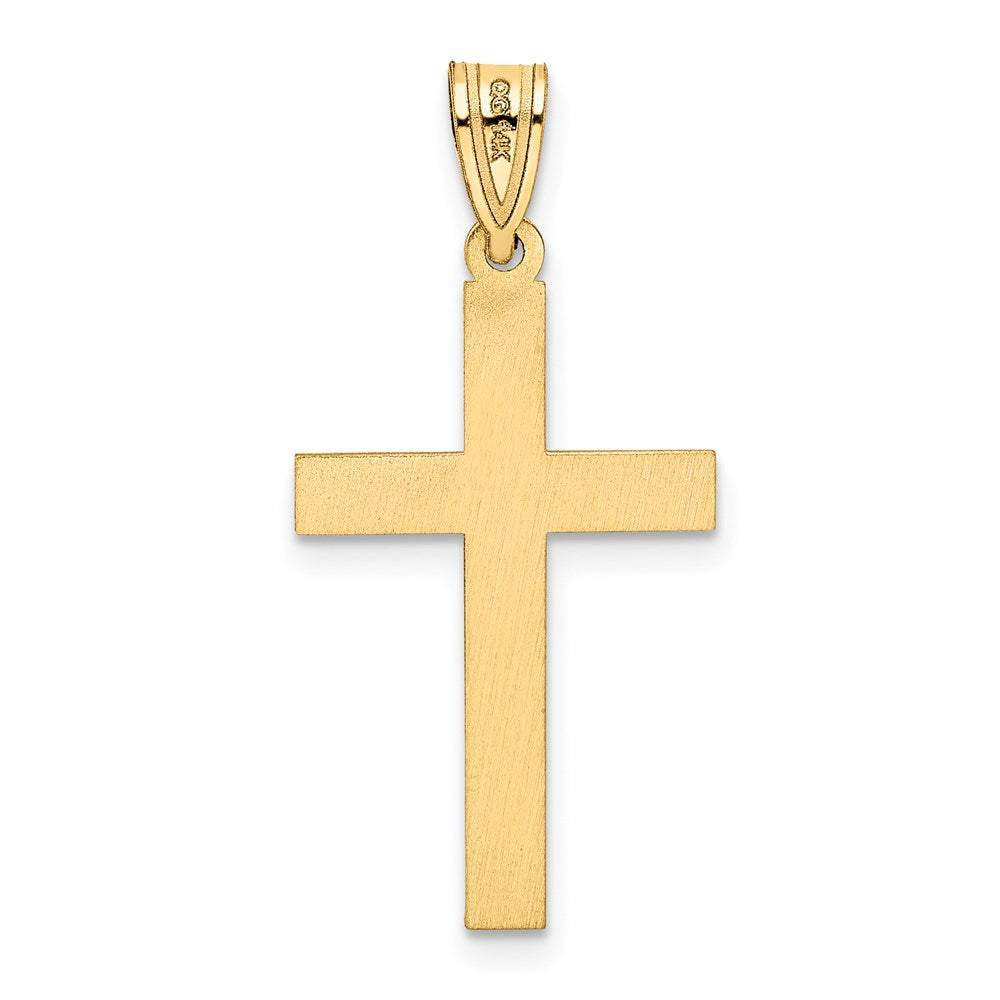 14k Yellow Gold 15 mm Florentine Satin Cross Pendant (0.82 grams)