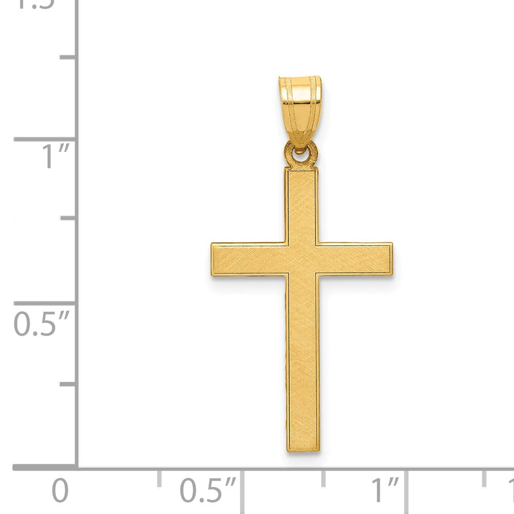 14k Yellow Gold 15 mm Florentine Satin Cross Pendant (0.82 grams)