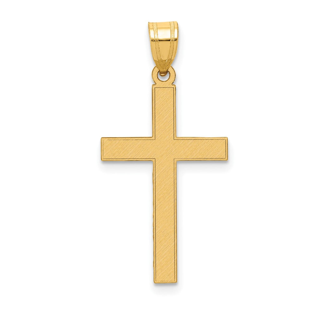 14k Yellow Gold 15 mm Florentine Satin Cross Pendant (0.82 grams)