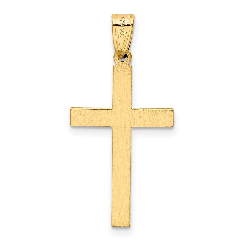 14k Yellow Gold 15 mm Solid Laser Etched Cross Pendant (0.82 grams)