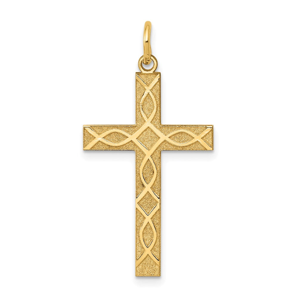 14k Yellow Gold 16 mm Laser Designed Cross Pendant (1.1 grams)