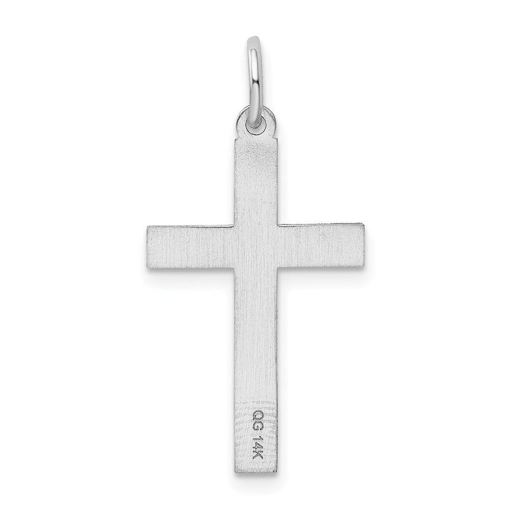 14k White Gold 13 mm Laser Designed Cross Charm (0.84 grams)