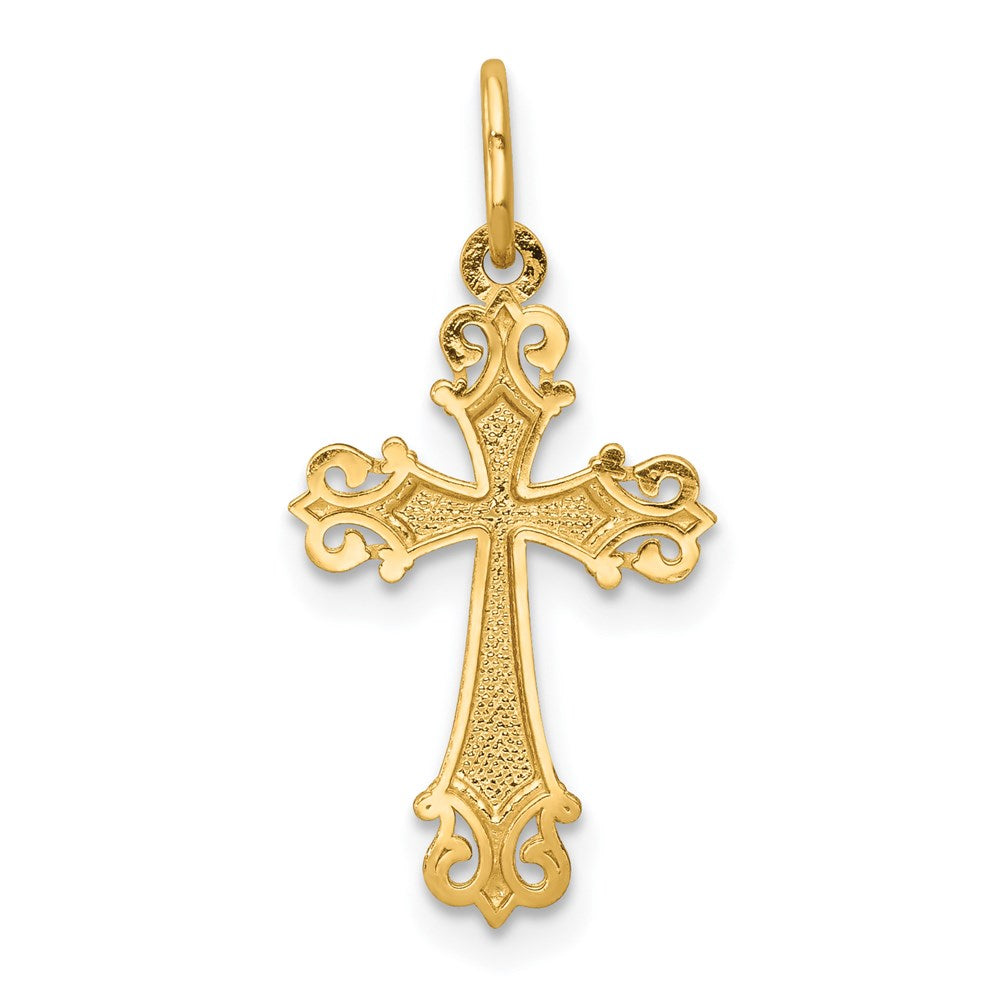 14k Yellow & Rhodium 11 mm Cross Charm (0.39 grams)