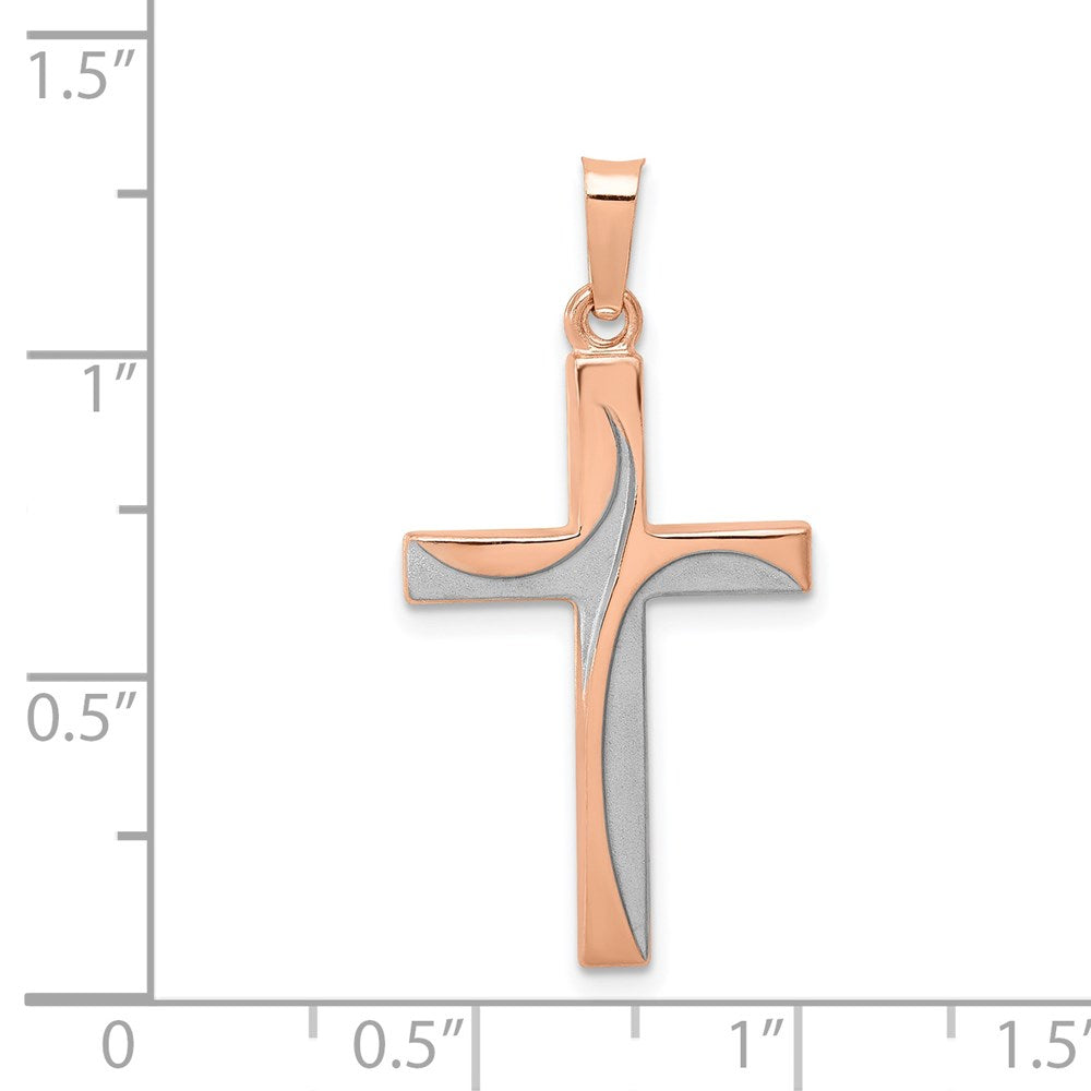 14k Rose Gold 16.4 mm Hollow Cross Pendant (0.57 grams)