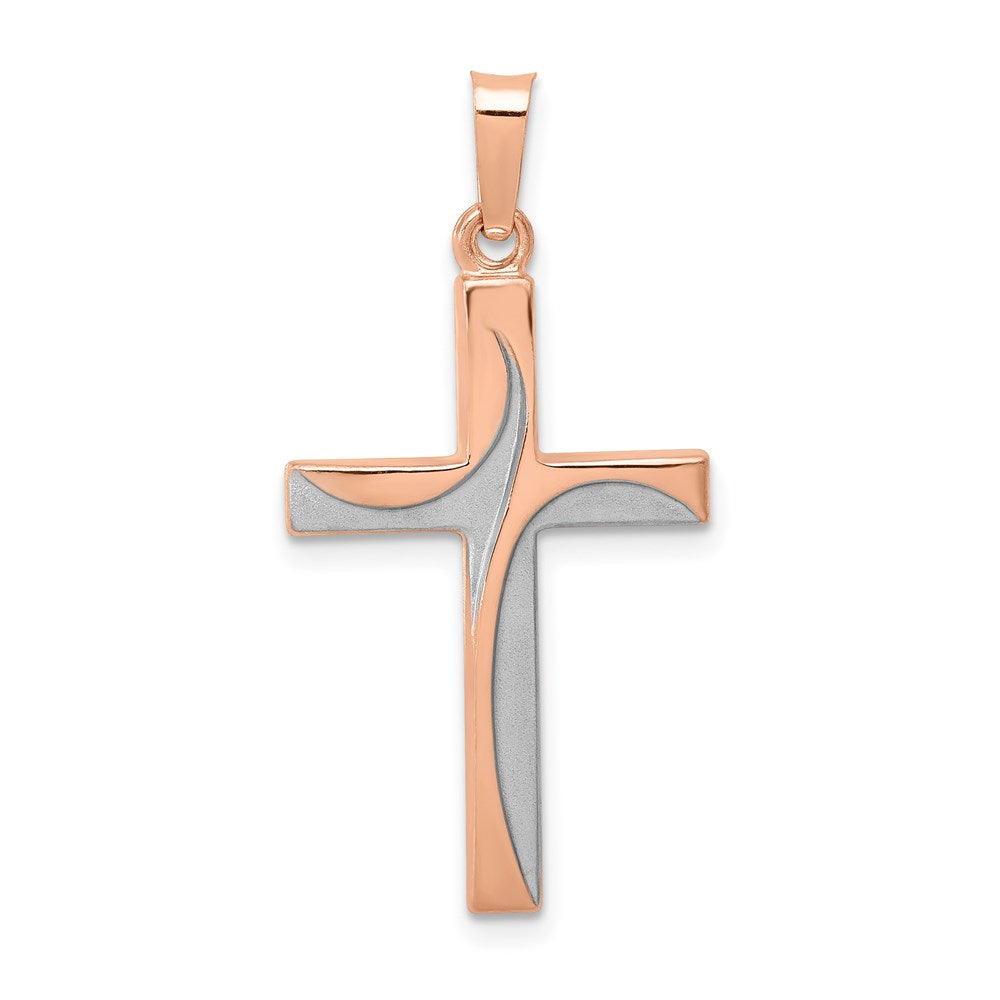 14k Rose Gold 16.4 mm Hollow Cross Pendant (0.57 grams)