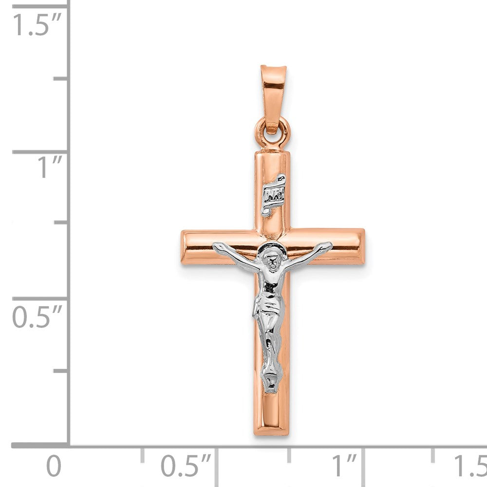 14k Two-tone 17 mm Gold Hollow Crucifix Pendant (0.86 grams)