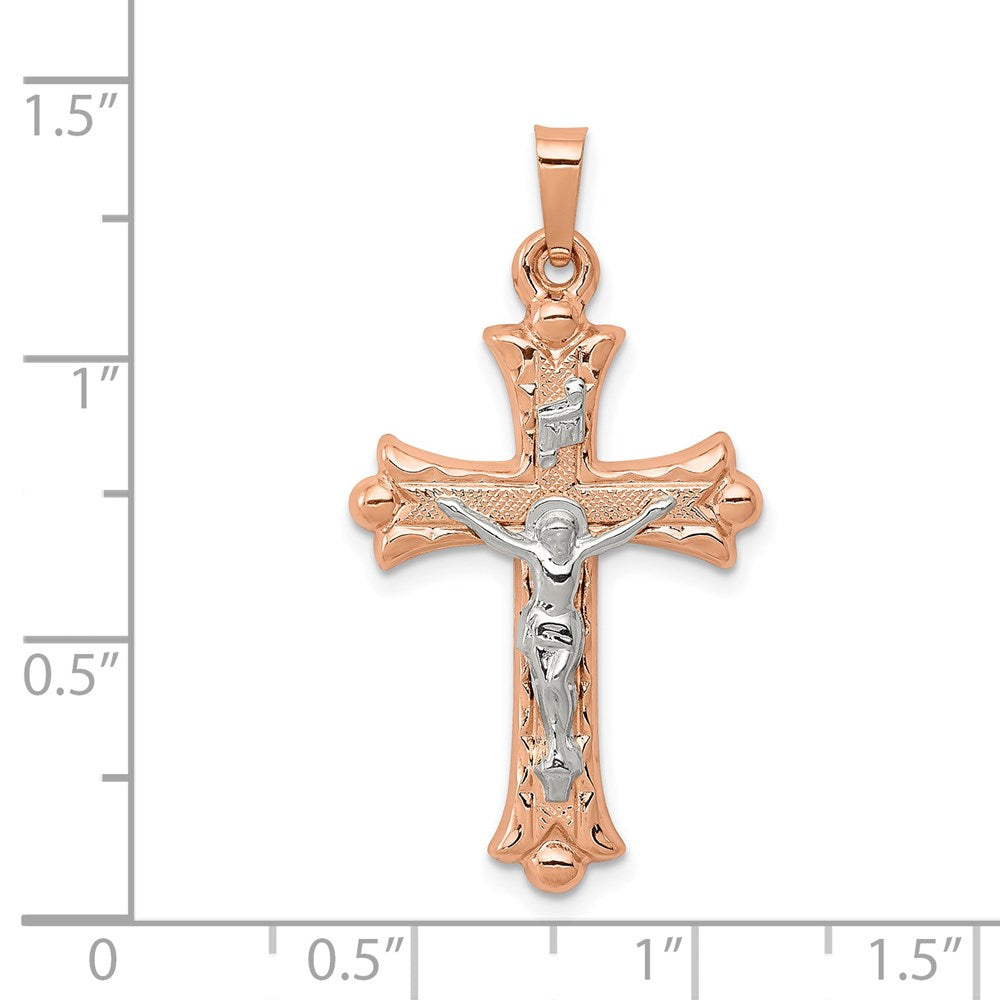 14k Two-tone 18 mm Hollow Crucifix Pendant (1.04 grams)