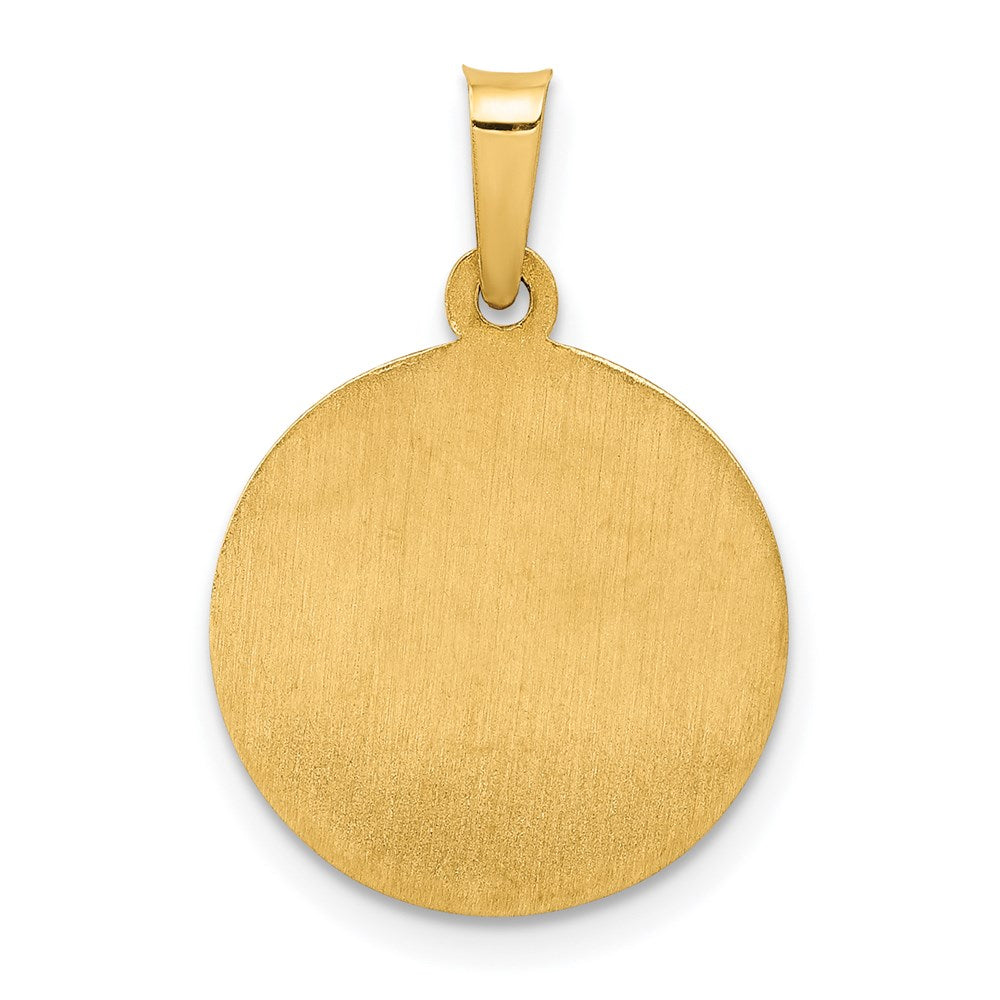 14k Yellow Gold 15 mm Polished and Satin Sacred Heart of Jesus Medal Hollow Pendant (0.88 grams)