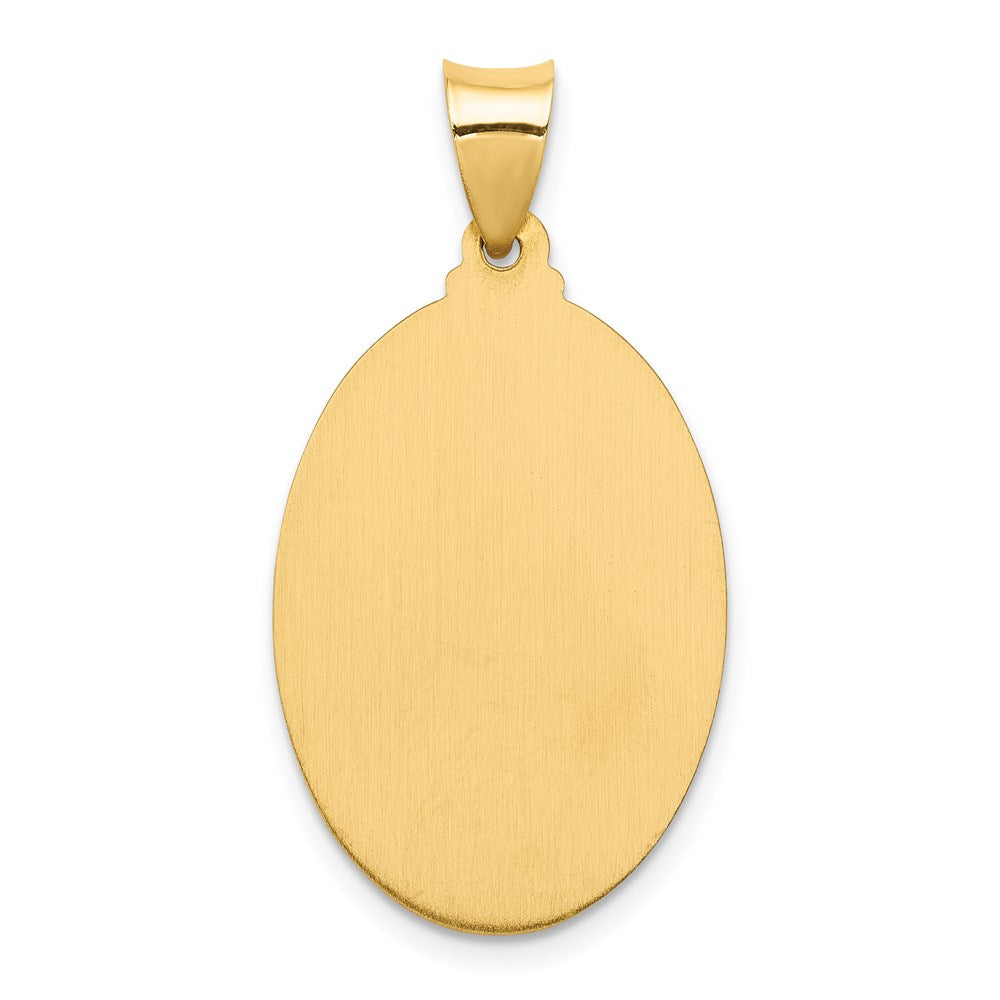 14k Yellow Gold 17 mm Polished and Satin Sacred Heart of Jesus Medal Hollow Pendant (1.36 grams)