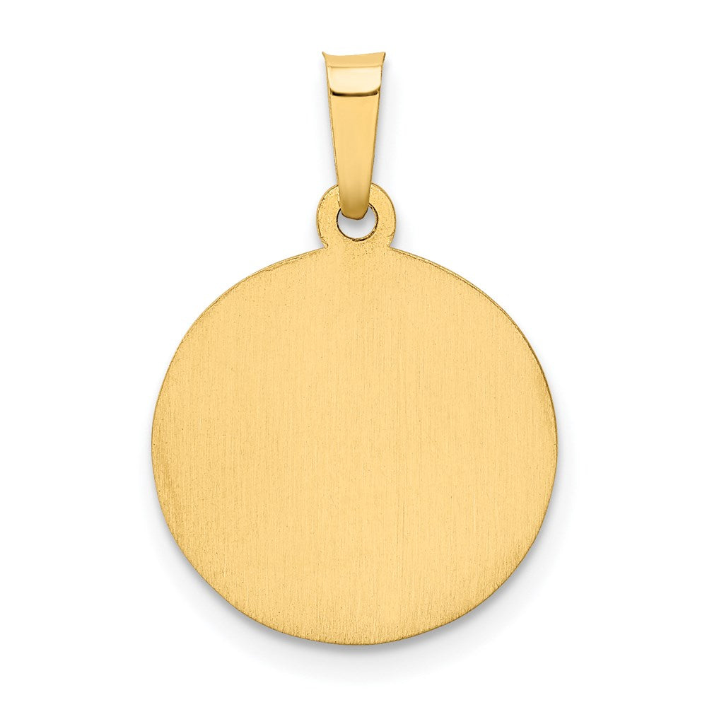 14k Yellow Gold 15 mm Polished and Satin Our Lady Guadalupe Medal Hollow Pendant (0.88 grams)