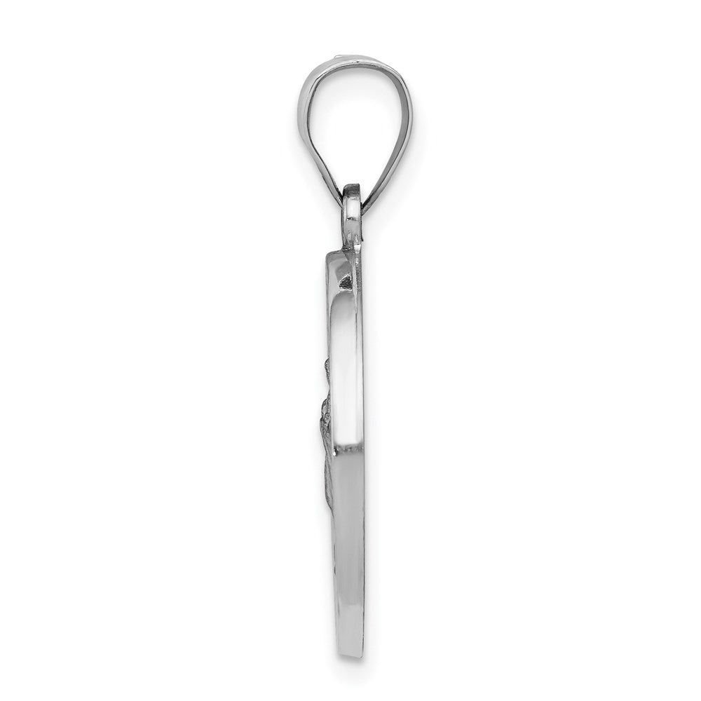 14k White Gold 18 mm Lady of Guadalupe Medal Hollow Pendant (1.3 grams)