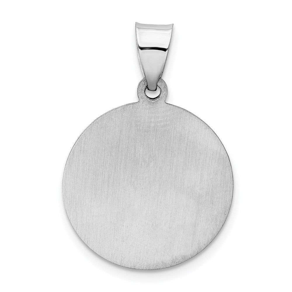 14k White Gold 18 mm Lady of Guadalupe Medal Hollow Pendant (1.3 grams)