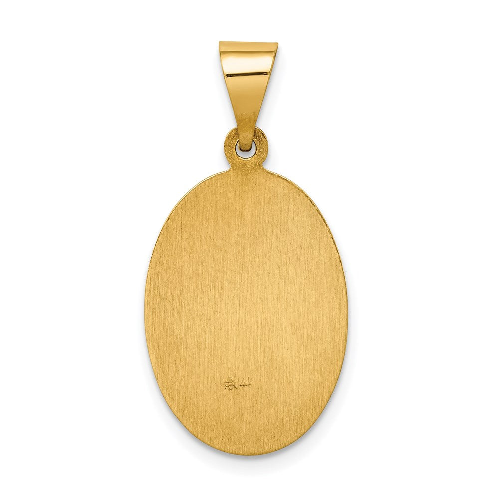 14k Yellow Gold 13 mm Polished and Satin Our Lady Guadalupe Medal Hollow Pendant (1.3 grams)