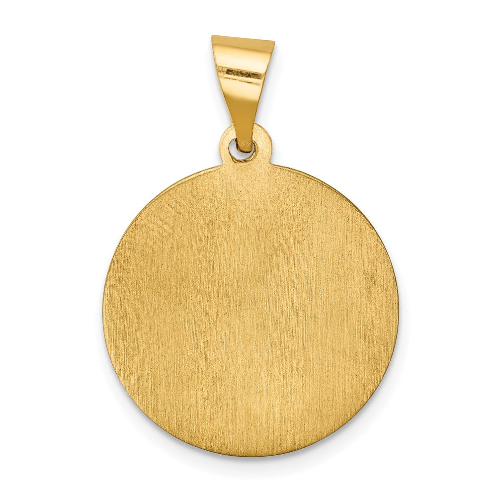 14k Yellow Gold 18.75 mm Polished and Satin Our Lady of Lourdes Medal Hollow Pendant (1.3 grams)